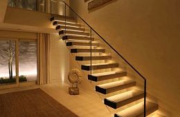 Straight staircase with underlights