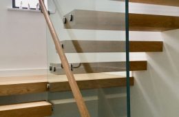 Cantilevered stairs with single centre glass. Ideal to maximise lightwell opening